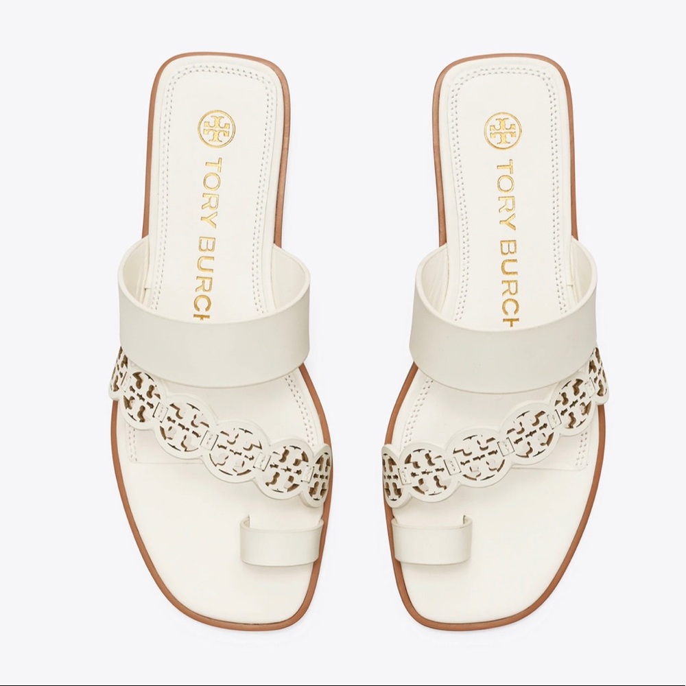 Tory Burch TINY MILLER TOE-RING SLIDE, LEATHER